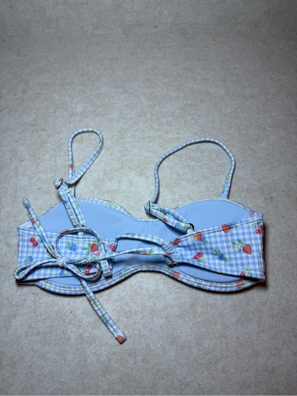 Hollister Girl Teen Blue Gingham Fruit Bikini Top Bathing Suit Size XXS NWOT - Picture 5 of 8
